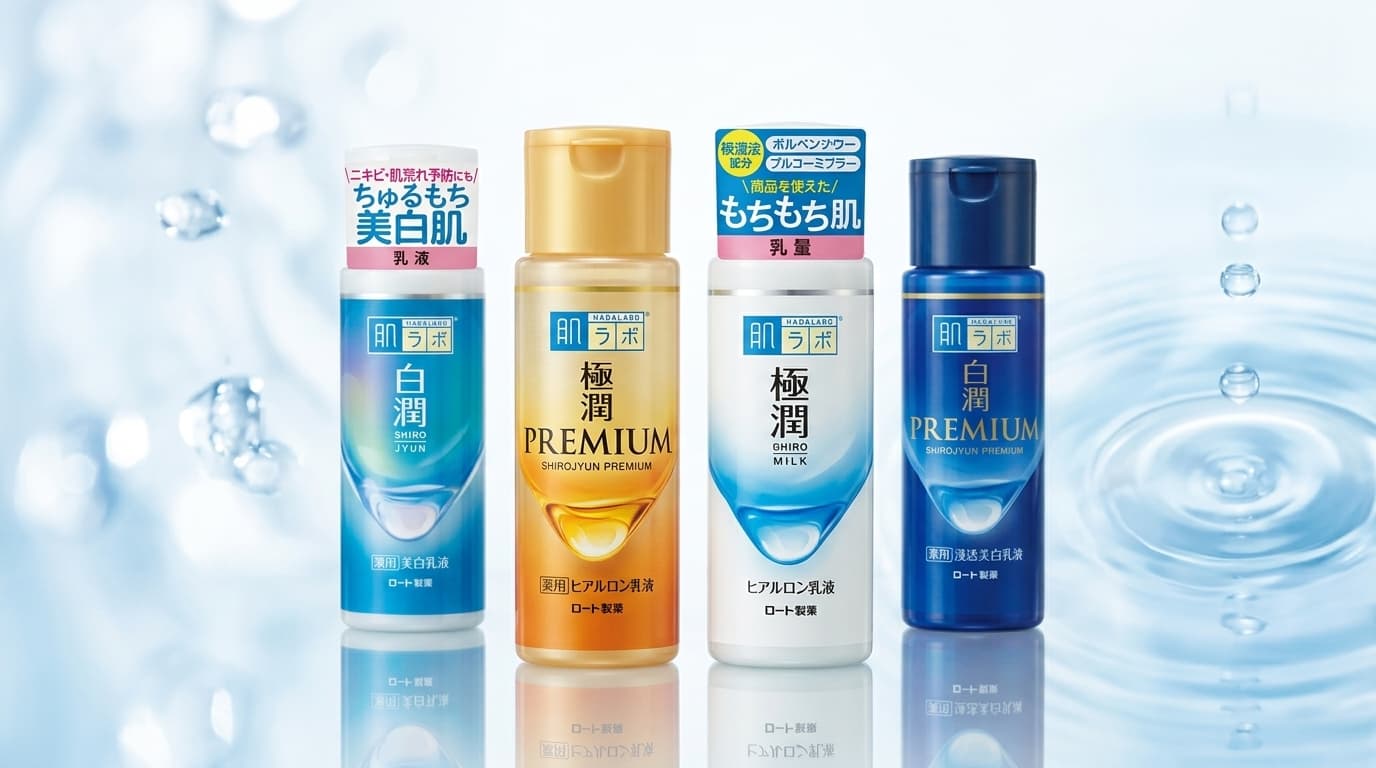 ハダラボ乳液を5種類を徹底比較|白潤・極潤・薬用ハリの違いと選び方